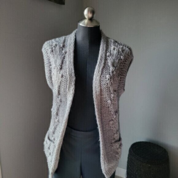 Vintage Knit Sweater Vest Sz S Grey - Picture 3 of 10